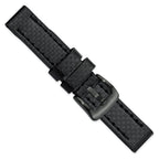 Carbon Fiber Watch Band in Black Leather, 24mm