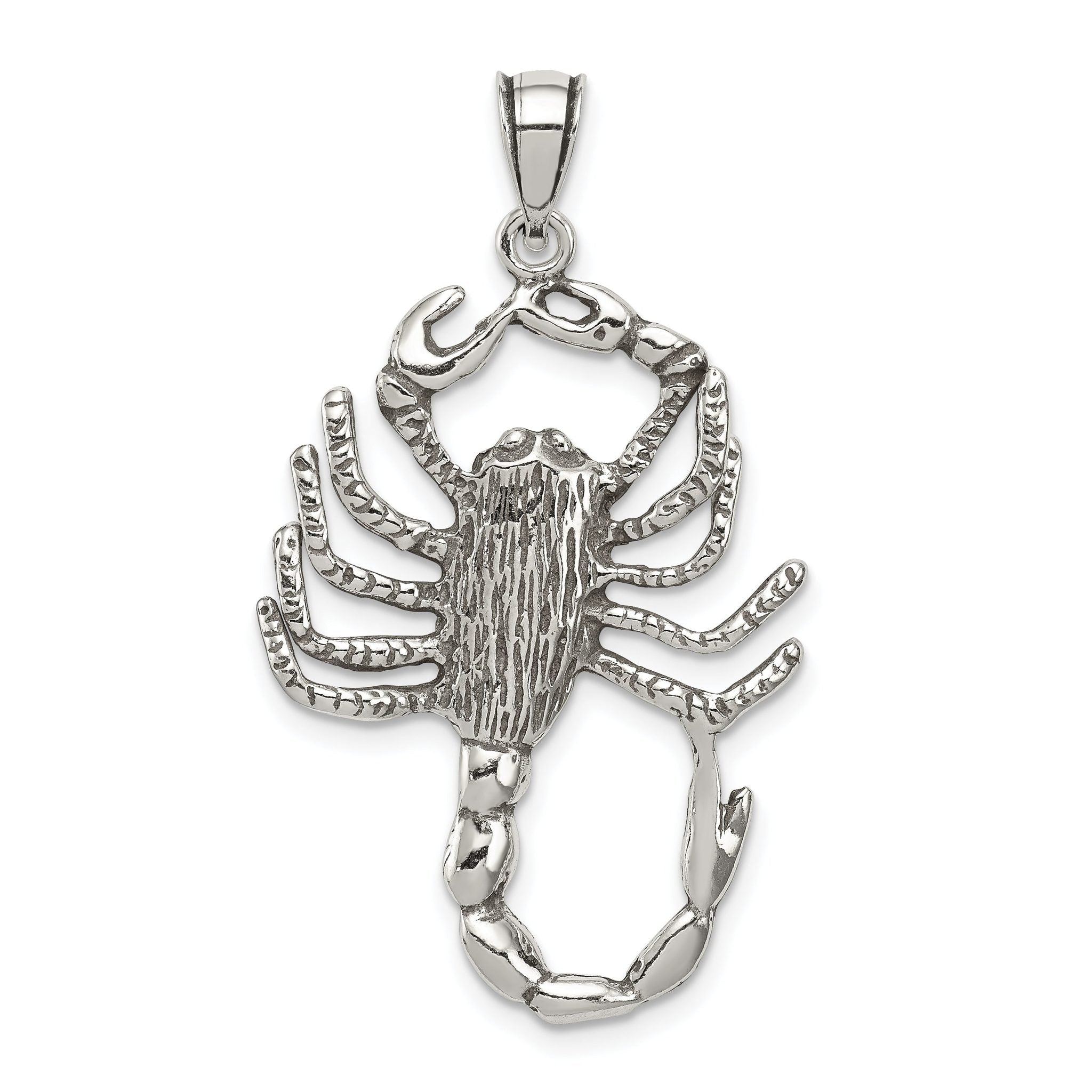 Sterling Silver 925 Men's Antiqued Scorpion Charm Pendant