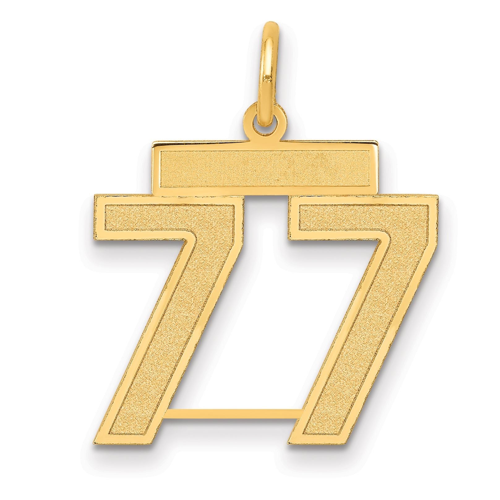 14K Gold Medium Satin Charm with Brushed Finish Number 77 Main image