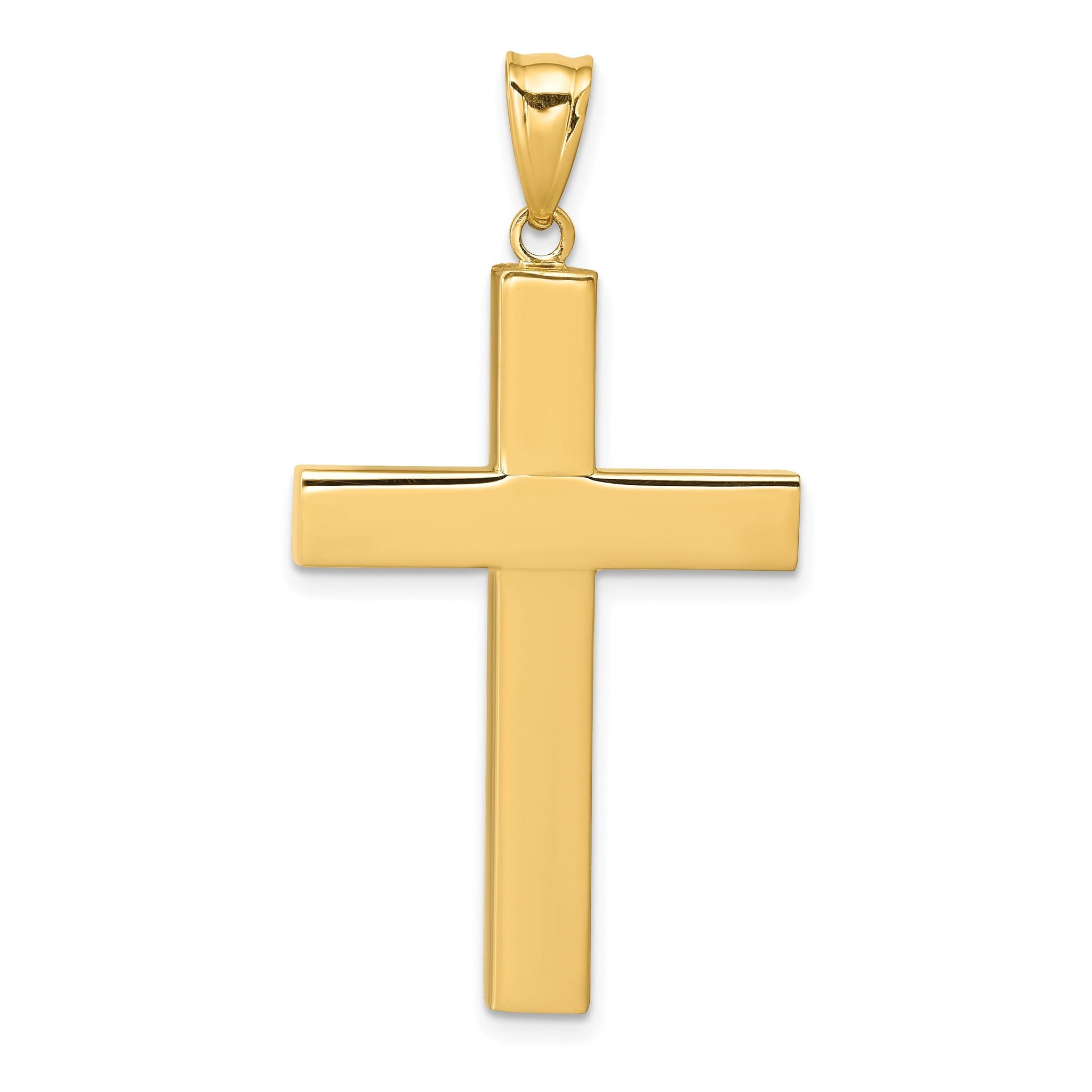 14K Gold Hollow Cross Pendant with Polished Finish  Elegant and Timeless Design by Sophia Jewelers