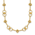 14K Polished/Dia-cut Twisted Circles w/ 1in Ext. Necklace