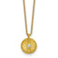 Sterling Silver Gold-tone Polished Beaded and Textured CZ Circle 16 Inch with 2 Inch Extension Necklace