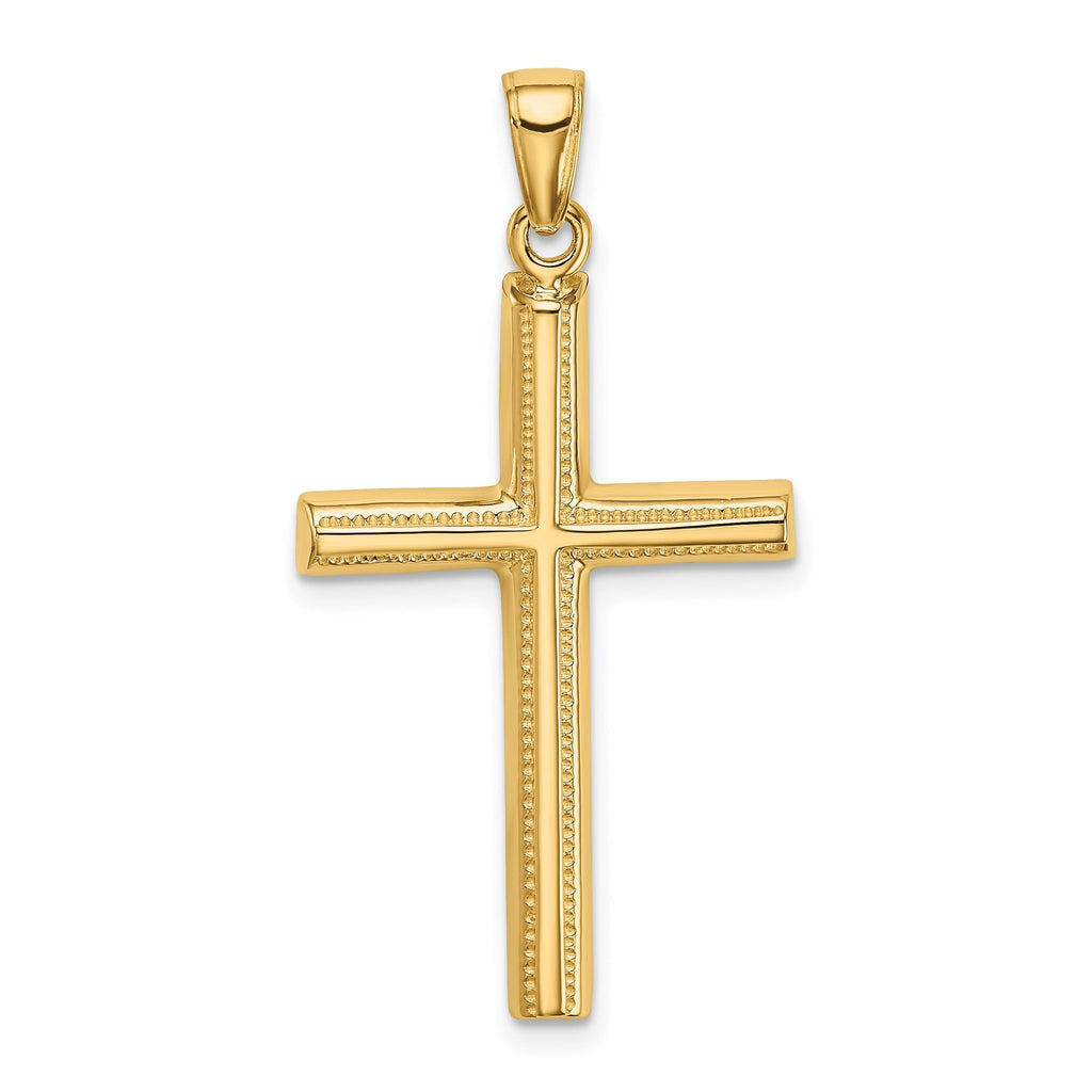 14K Yellow Gold Polished Cross Pendant with Open Back Design