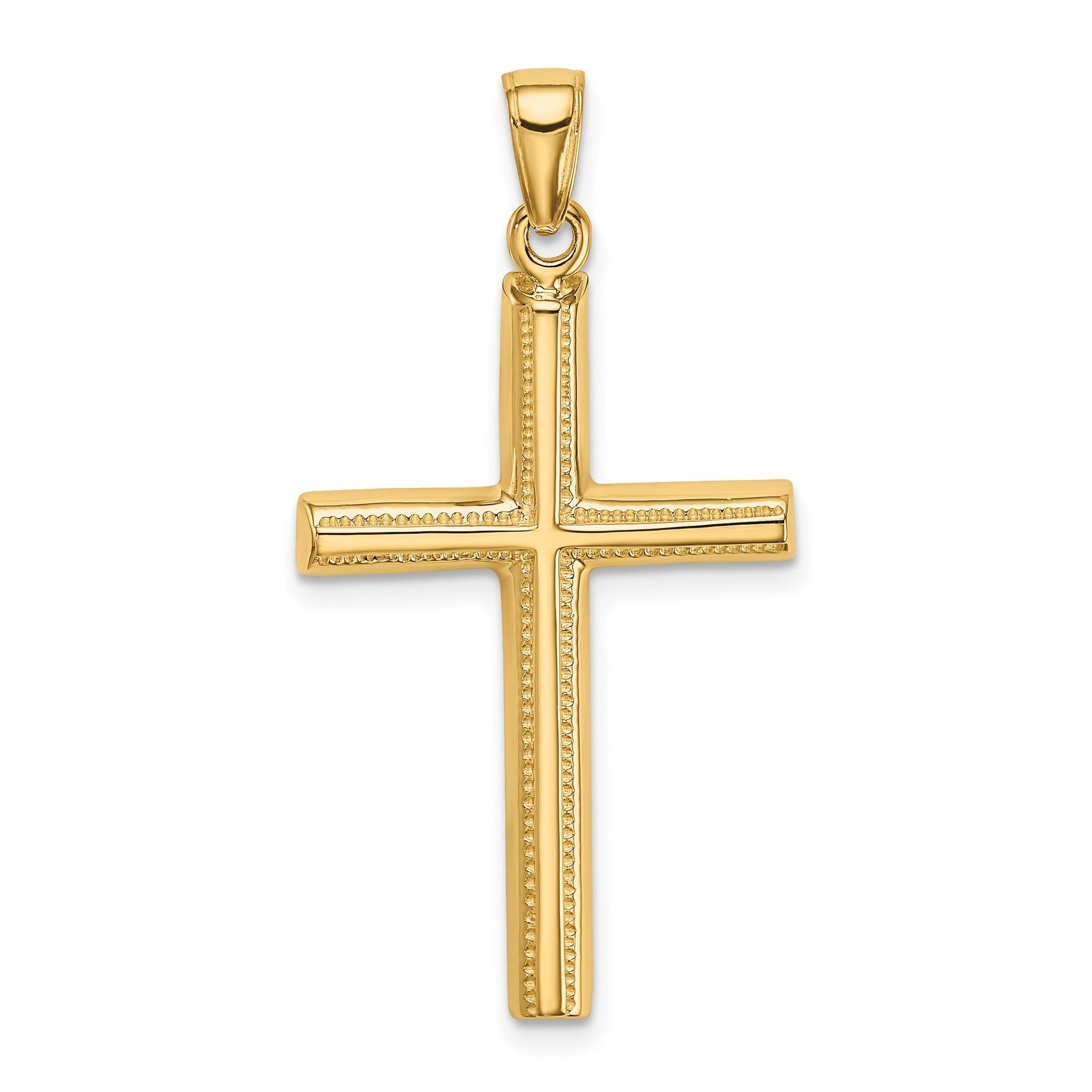 14K Yellow Gold Polished Cross Pendant with Open Back Design
