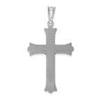14K White Gold Crucifix Pendant with Polished Diamond-Cut Finish by Sophia