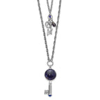 Two-Strand Three Key Pendant Necklace in Silver-Tone