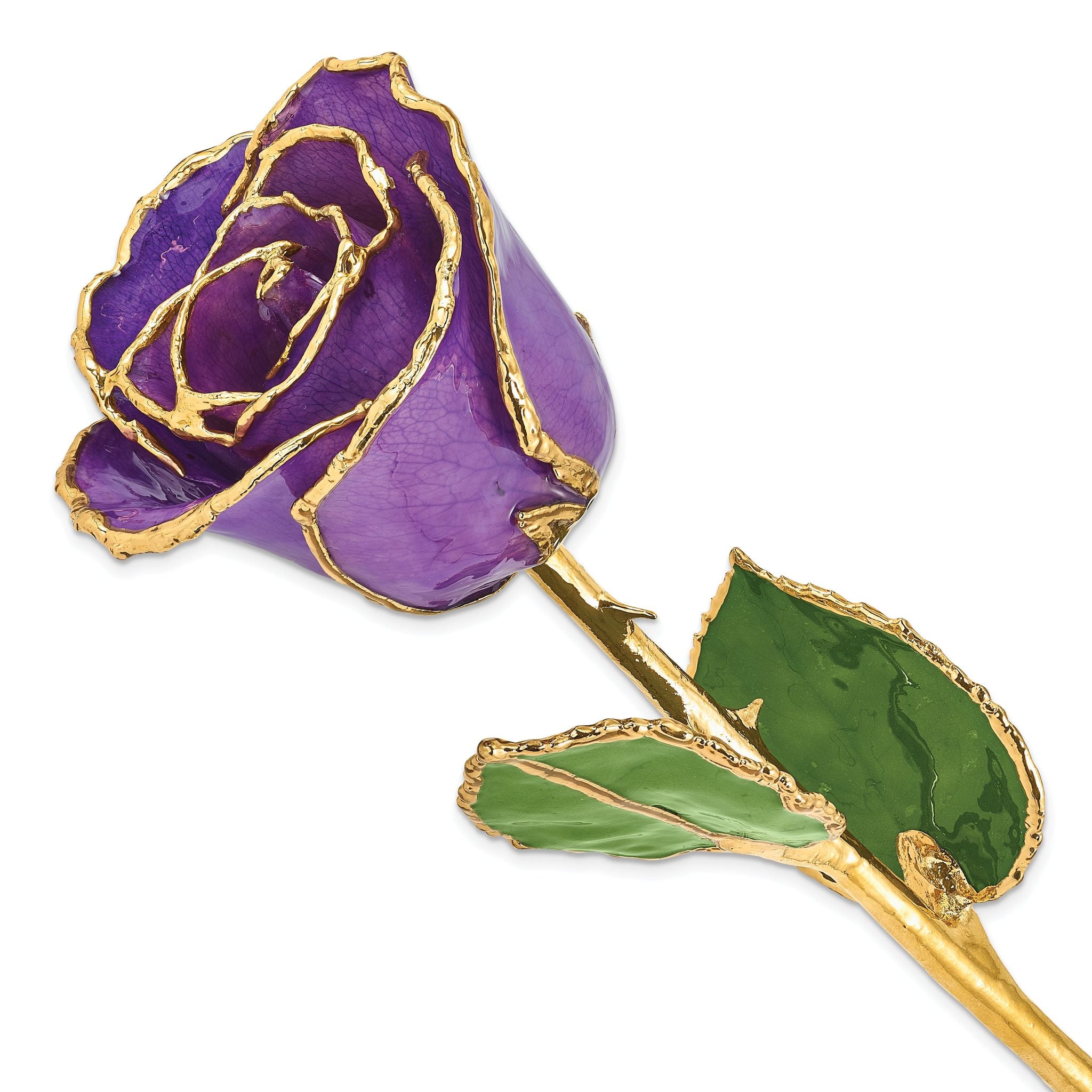 Lacquer Dipped Gold Trimmed Lilac Real Rose Main image