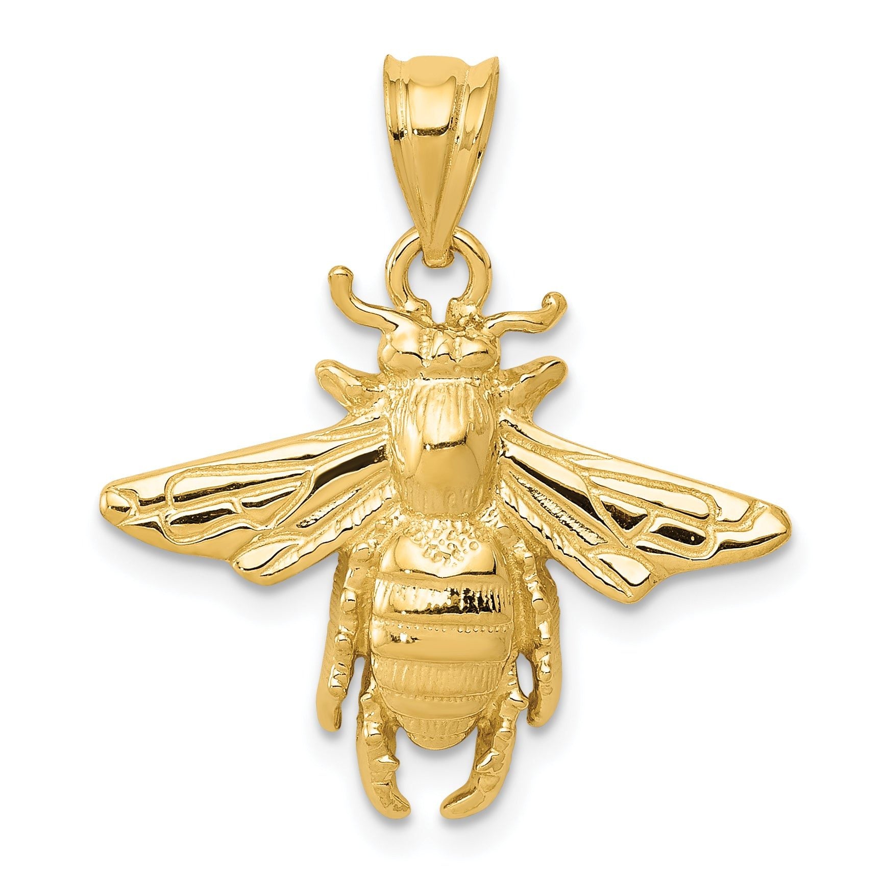 14K Gold Men's Bee Pendant with Polished Finish