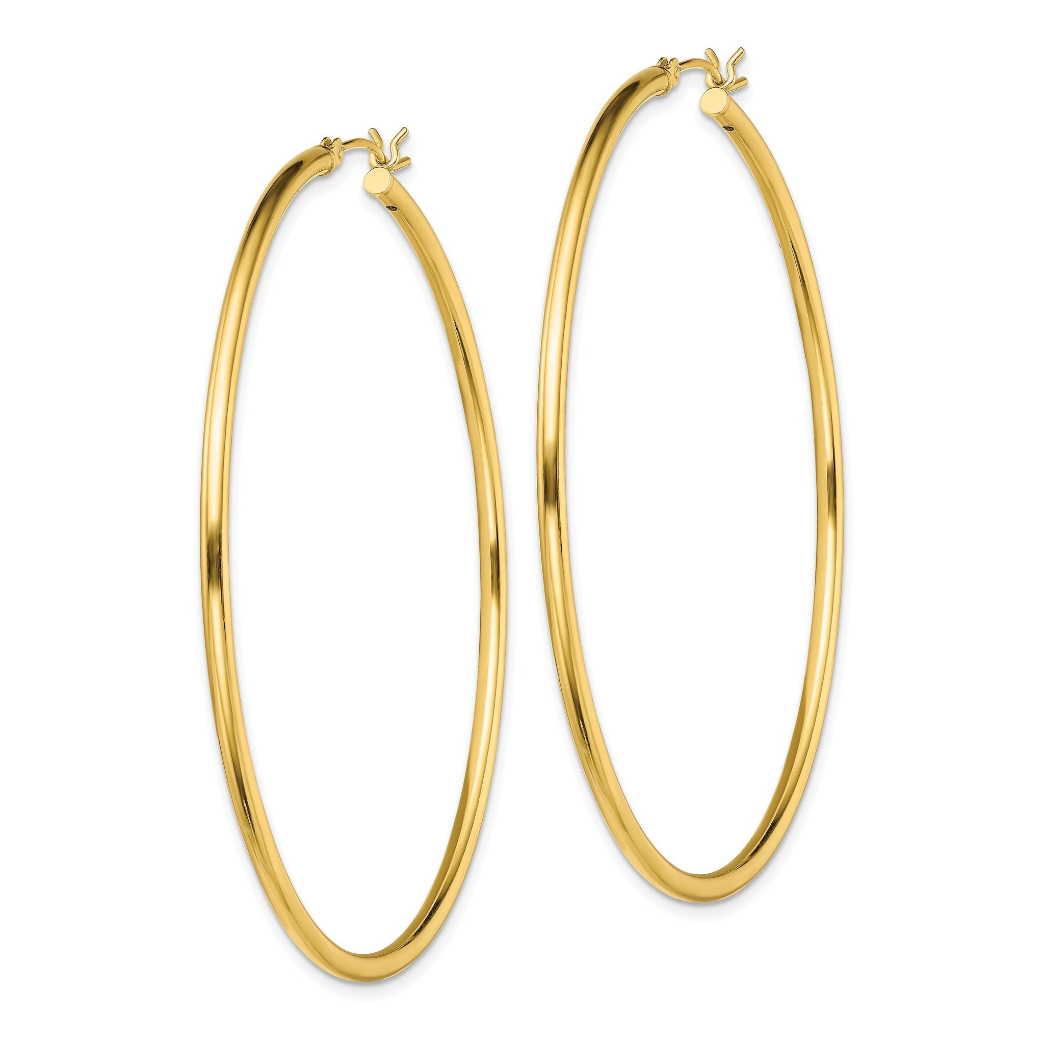 Sterling Silver Gold-Tone Polished 2x60mm Hoop Earrings Secondary image