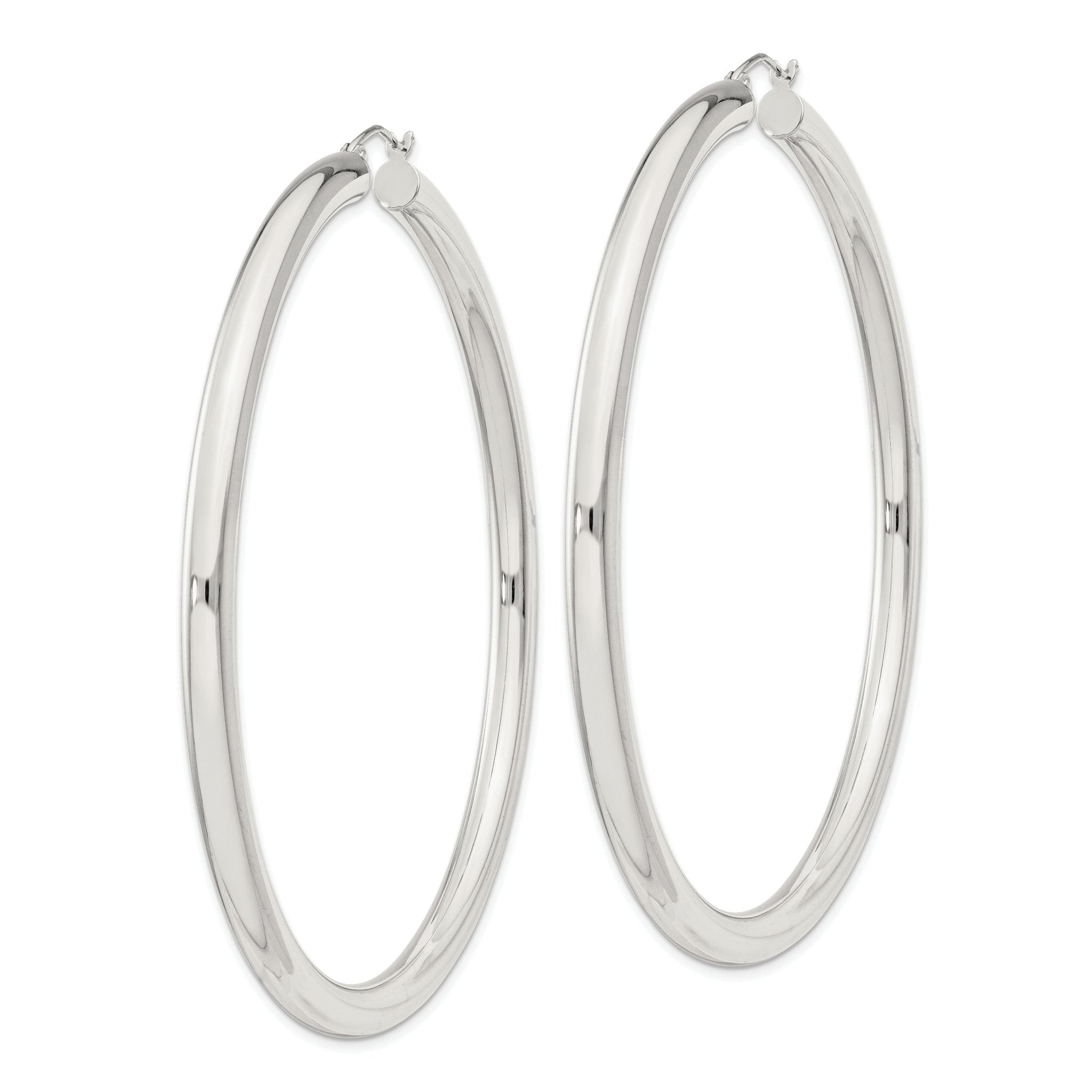Sterling Silver 4mm Round Hoop Earrings Secondary image