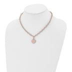 Chisel Stainless Steel Polished Rose IP-plated Heart Pendant on a 16 inch Open Link Chain with .5 inch Extension Necklace
