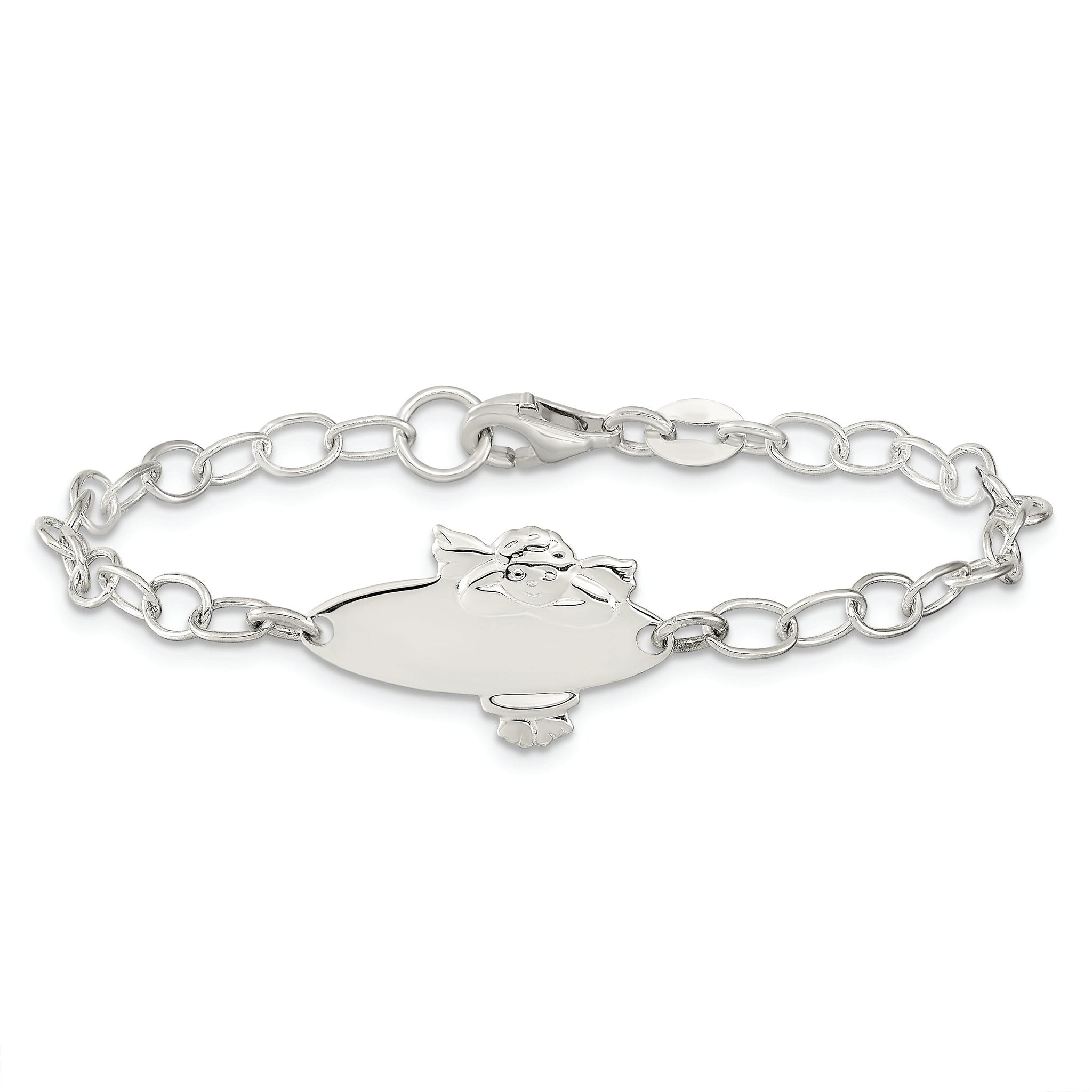 Sterling Silver Polished Angel Baby Engraveable ID Bracelet Main image