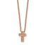 Stainless Steel Polished Rose IP-plated w/CZ Cross w/2in ext Necklace