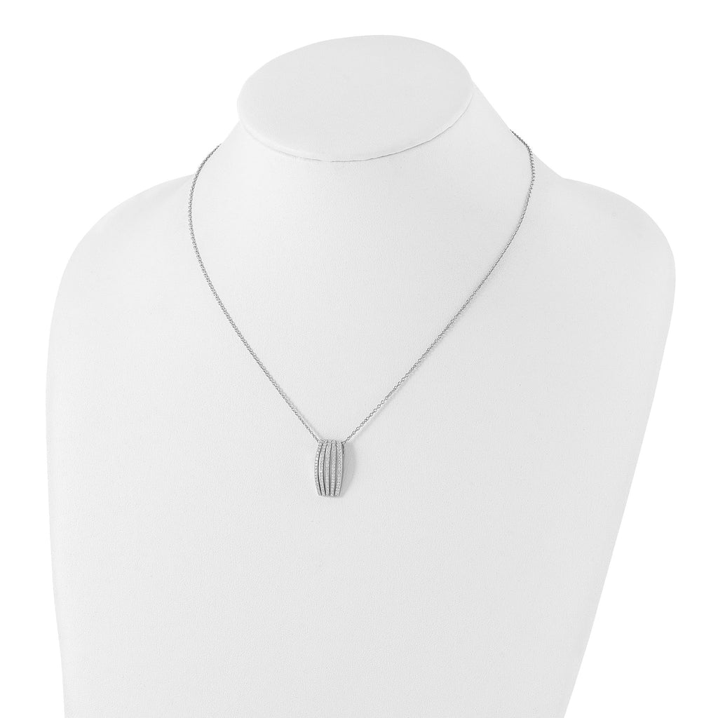 Sophia Jewelers Sterling Silver CZ Polished Fancy Necklace for Women