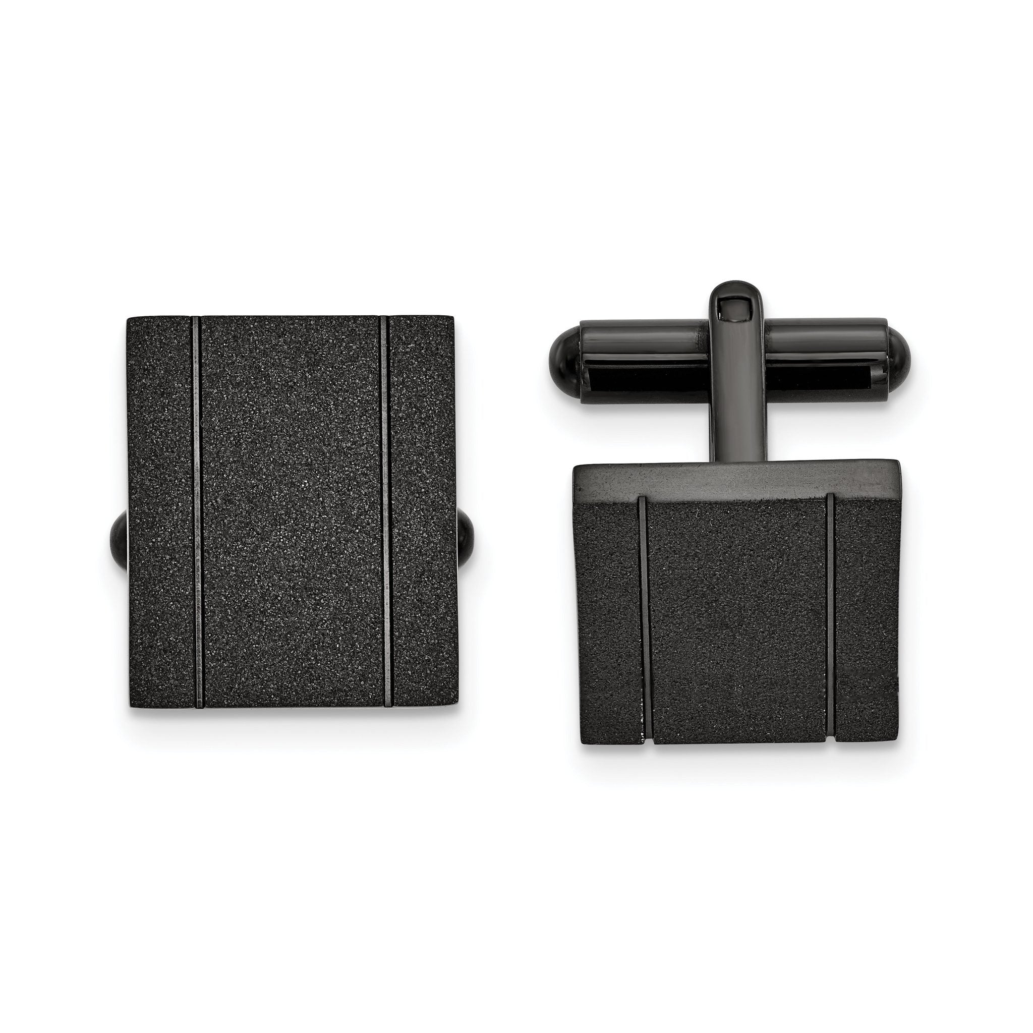 Stainless Steel Black IP-Plated Laser Cut Cuff Links