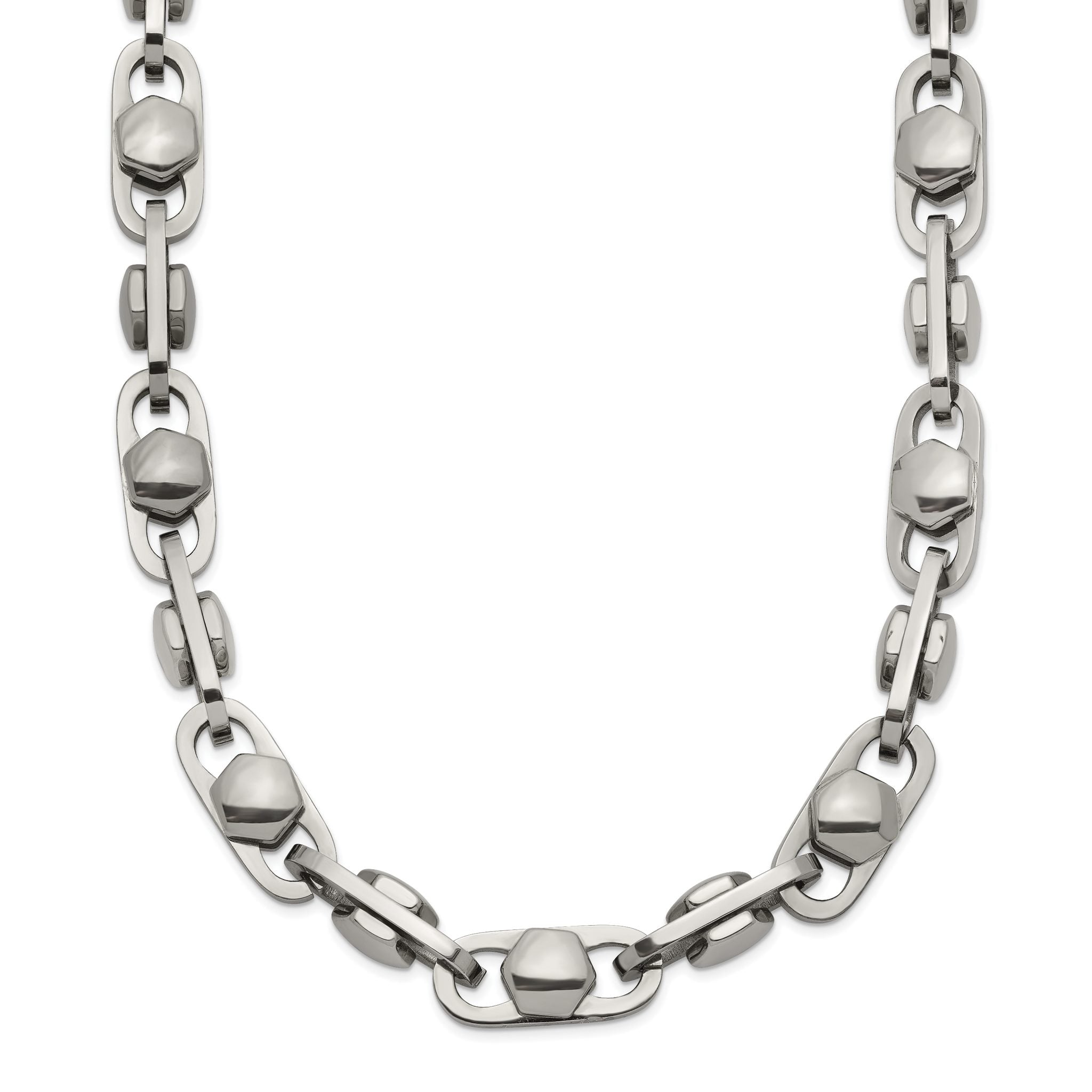 Polished Curb Chain Necklace in Stainless Steel, 6.5mm Main image