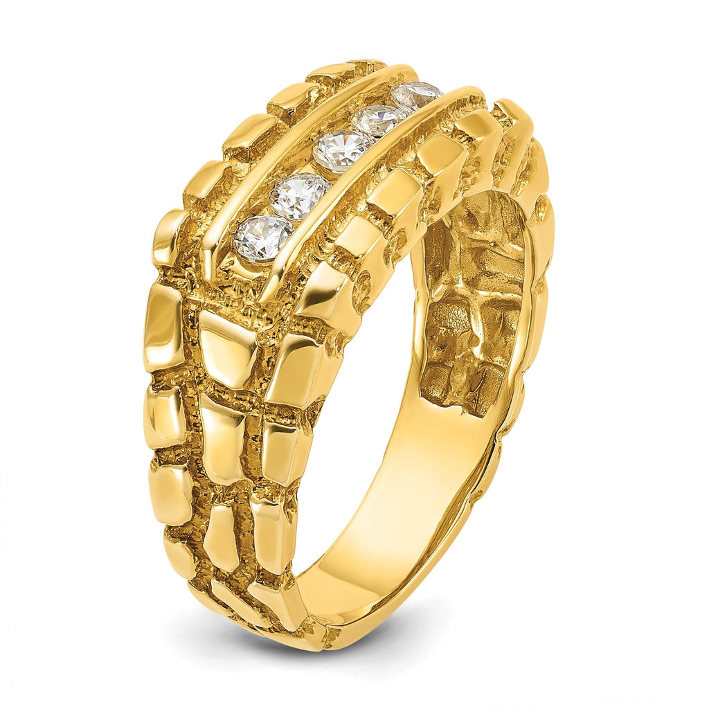 14k Mens 1/3 carat Diamond Nugget Complete Ring