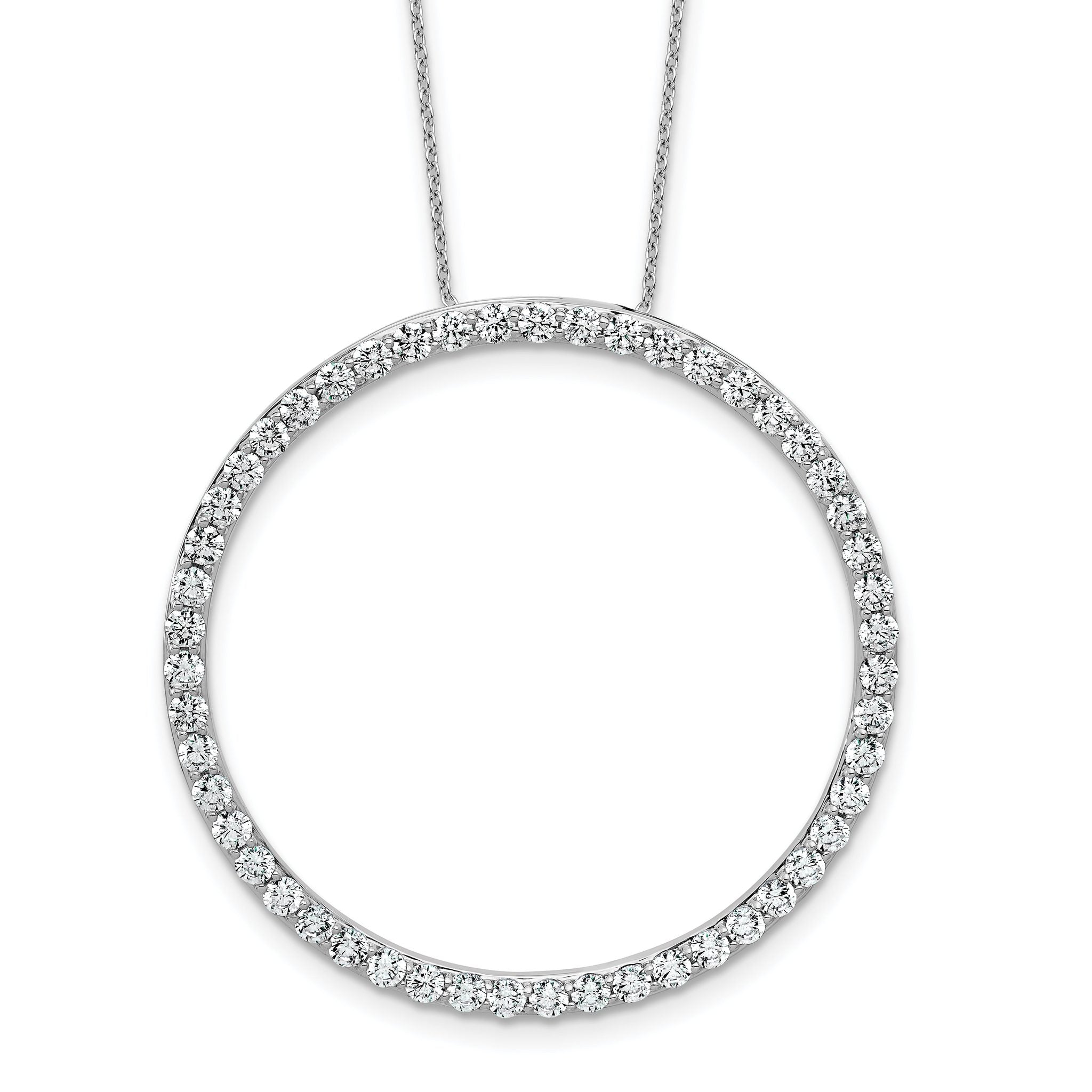 14k White Gold 3 carat Lab Grown Diamond VS/SI+ G+ Complete 18 inch Circle Slide Necklace Main image