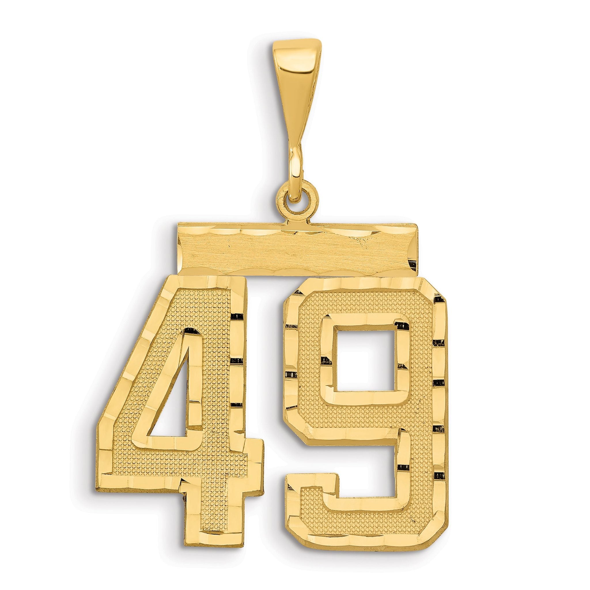 14K Gold Large Diamond-Cut Number 49 Charm with Brushed Finish Main image