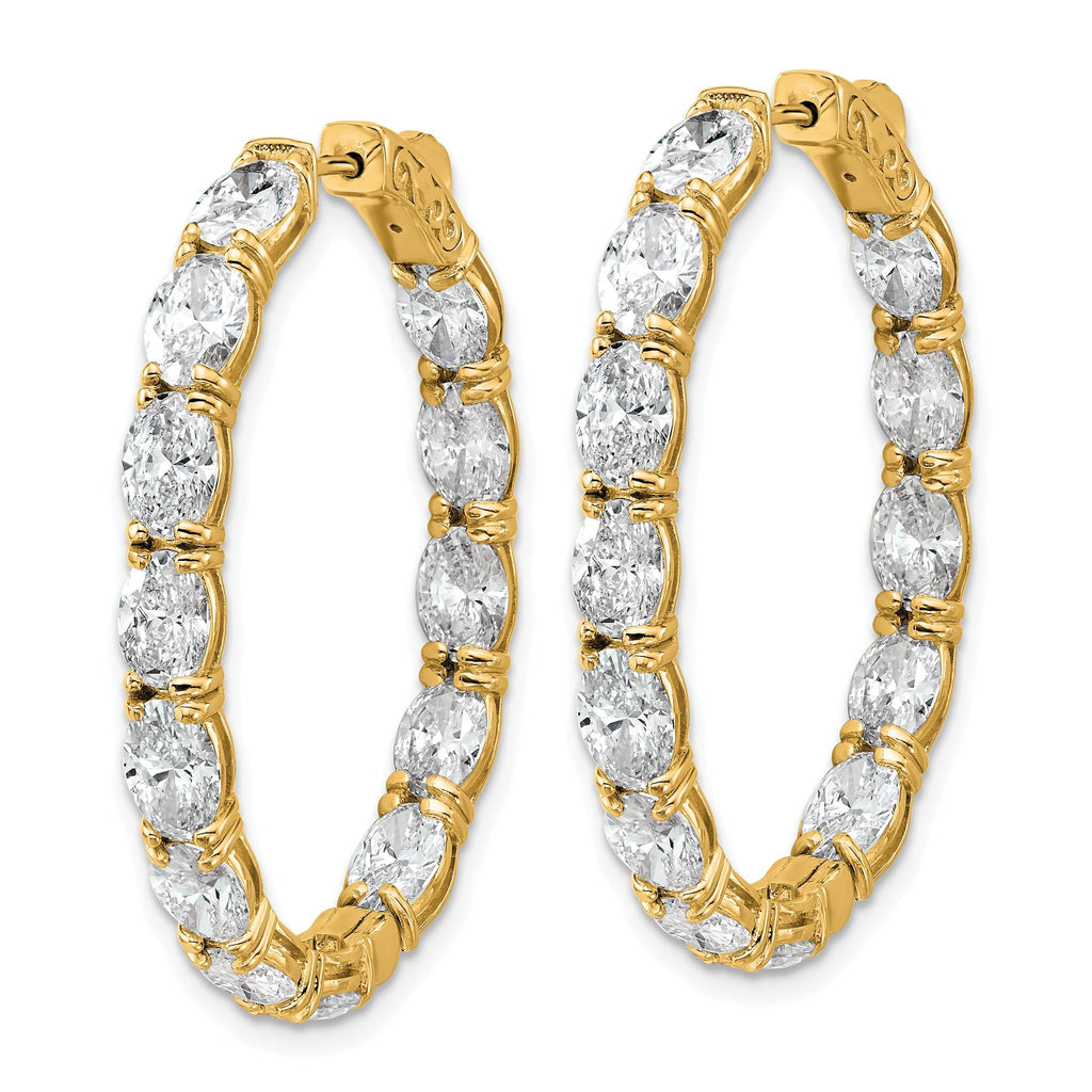14K Yellow Gold 8 5/8 ct Lab-Created Diamond VS+ F+ Oval-Cut In-and-Out Hoop Earrings