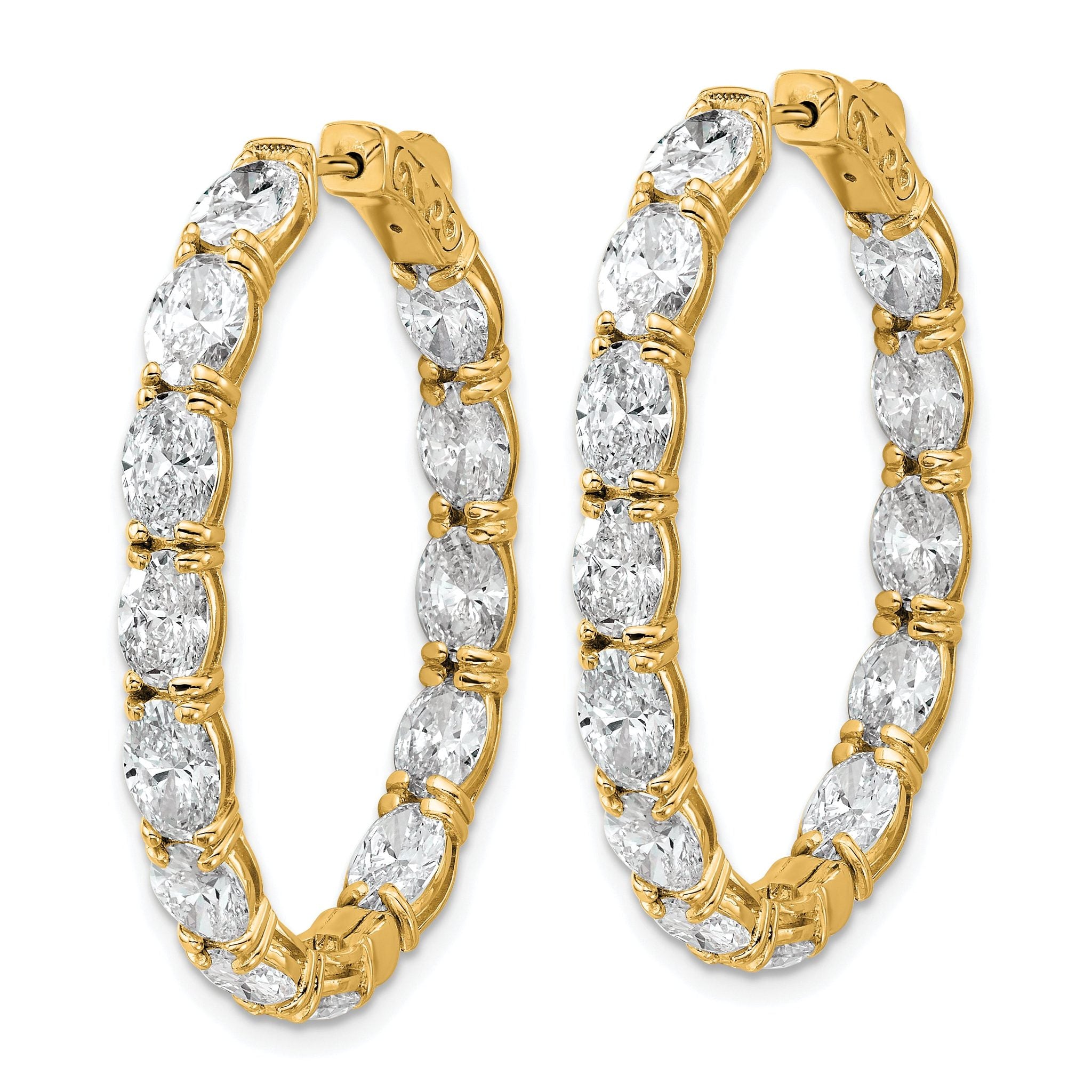 14K Yellow Gold 8 5/8 ct Lab-Created Diamond VS+ F+ Oval-Cut In-and-Out Hoop Earrings