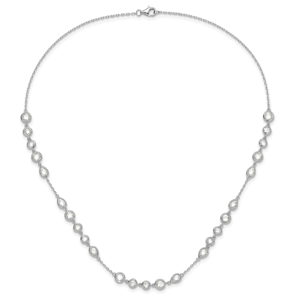 Sterling Silver Rhodium-plated Fancy CZ 18in Necklace