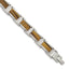 Chsiel Stainless Steel Polished with Tiger's Eye Inlay Link Bracelet for Men