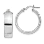 Sterling Silver Rhodium-Plated Hoop Earrings with Polished Hollow Design