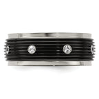 White Sapphire Grooved Wedding Band in Titanium, 9mm