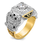 14k Two-tone Men's Polished and Textured Double Eagle Masonic Shriner's Ring Mounting, Mounting Only