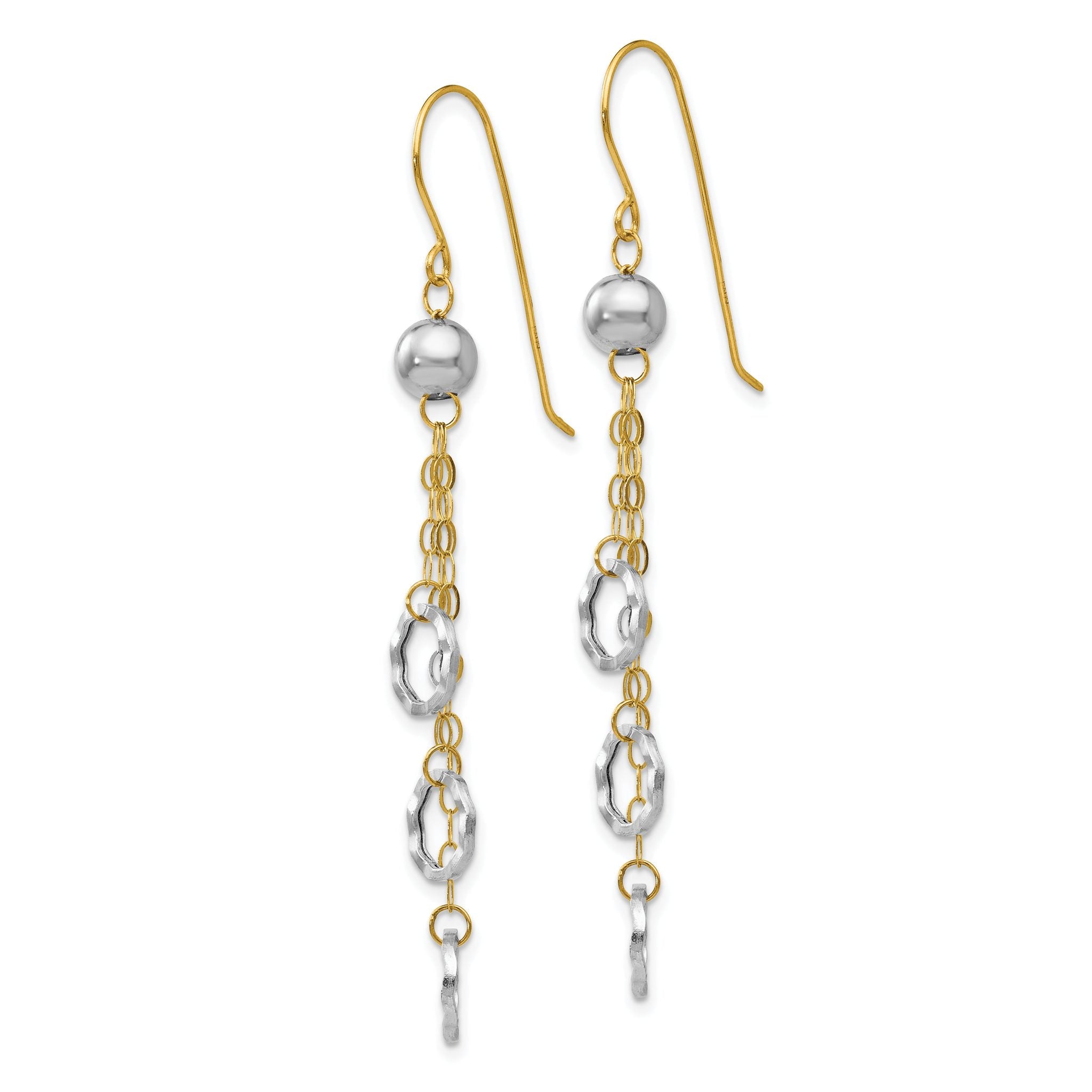 14k Two-tone Circle Dangle Earrings