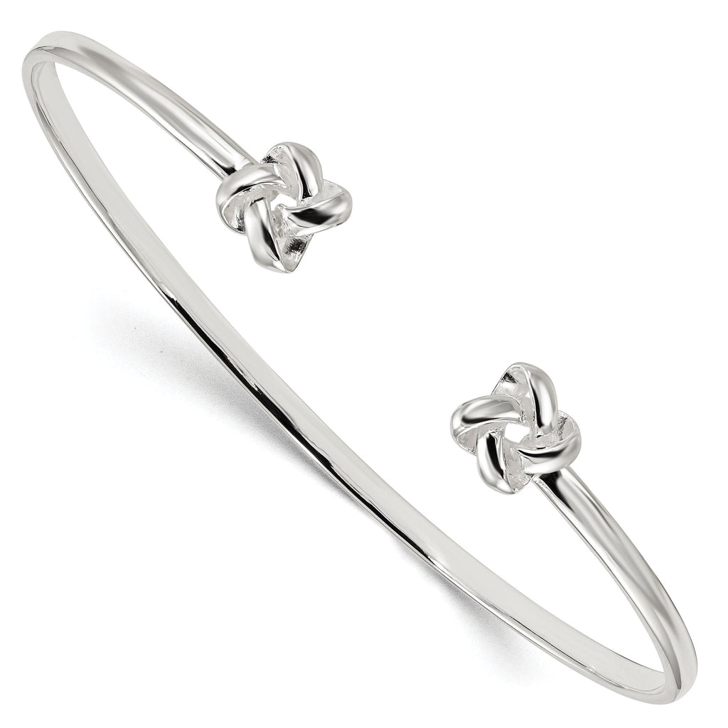 Sterling Silver 925 Love Knot Cuff Bracelet with Polished Finish