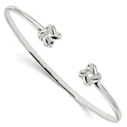 Sterling Silver 925 Love Knot Cuff Bracelet with Polished Finish