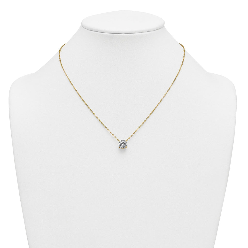 14k 2 1/2 carat Lab Grown Diamond VS+ F+ Round Complete Four Prong 18 inch Solitaire Necklace
