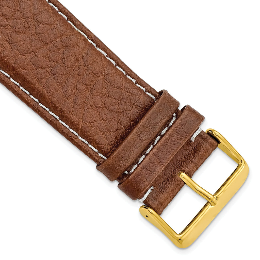 Havana Sport Leather Watch Band in Brown with Gold-Tone Buckle, 16mm