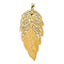 14K Yellow Gold Diamond Cut Leaf Slide Pendant Elegant Textured Design