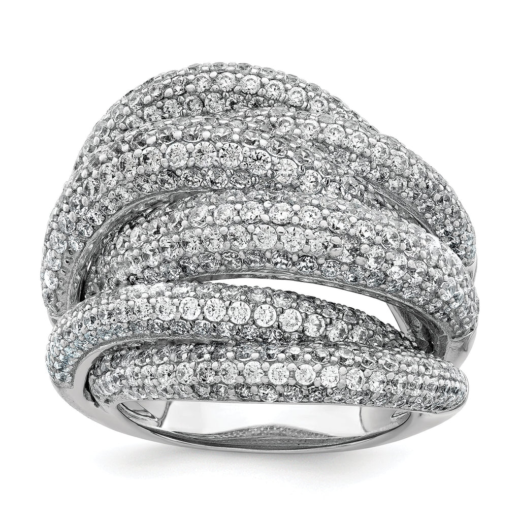 Sterling Shimmer Sterling Silver Rhodium-plated 536 Stone PavÃƒÆ’Ã‚Â¢Ãƒâ€šÃ¢â€šÂ¬Ãƒâ€šÃ…Â¡ CZ Ring