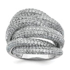 Sterling Shimmer Sterling Silver Rhodium-plated 536 Stone PavÃƒÆ’Ã‚Â¢Ãƒâ€šÃ¢â€šÂ¬Ãƒâ€šÃ…Â¡ CZ Ring