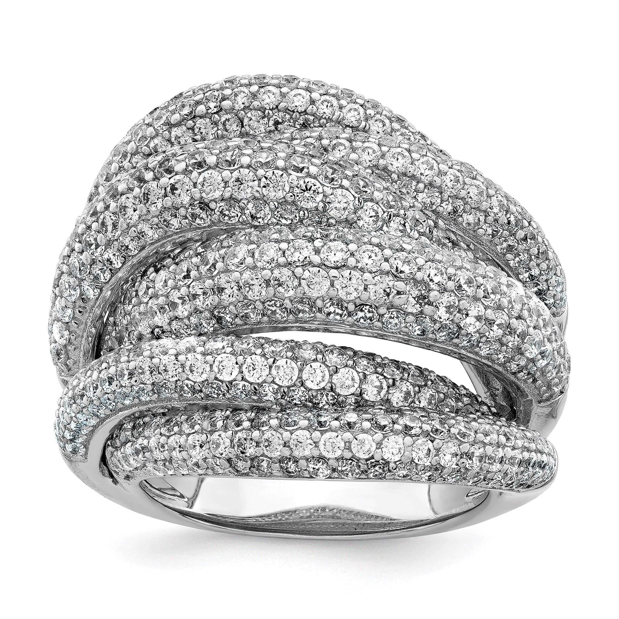 Sterling Shimmer Sterling Silver Rhodium-plated 536 Stone PavÃƒÆ’Ã‚Â¢Ãƒâ€šÃ¢â€šÂ¬Ãƒâ€šÃ…Â¡ CZ Ring