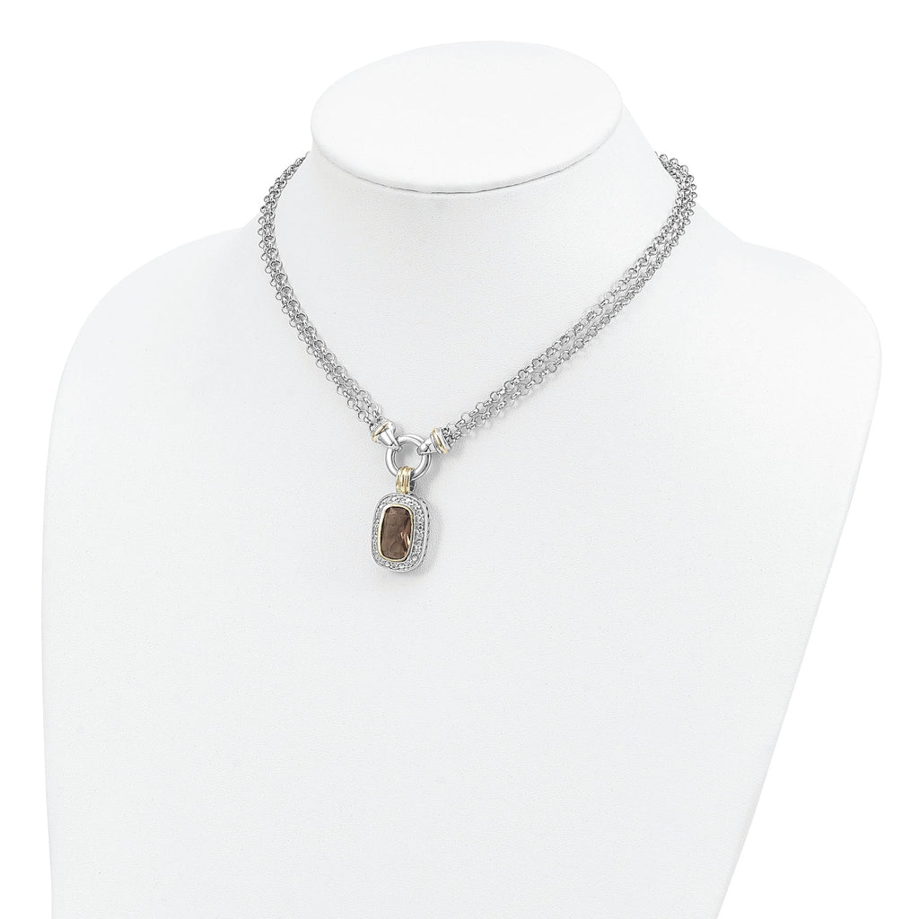 Sterling Silver Flash Gold-plated CZ Necklace