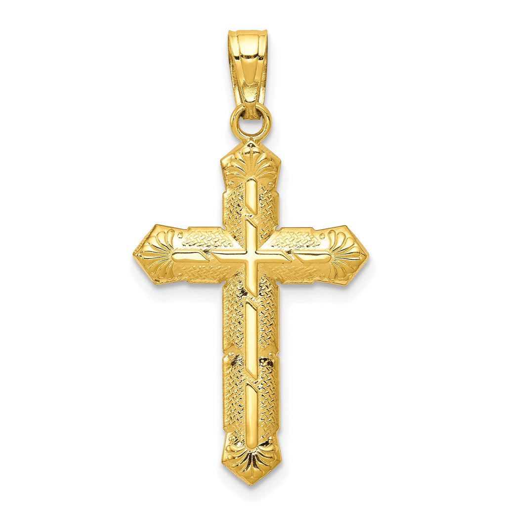 10K Yellow Gold Passion Cross Pendant with Polished Solid Design