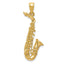 14K Gold Men's 3D Saxophone Pendant with Polished Finish