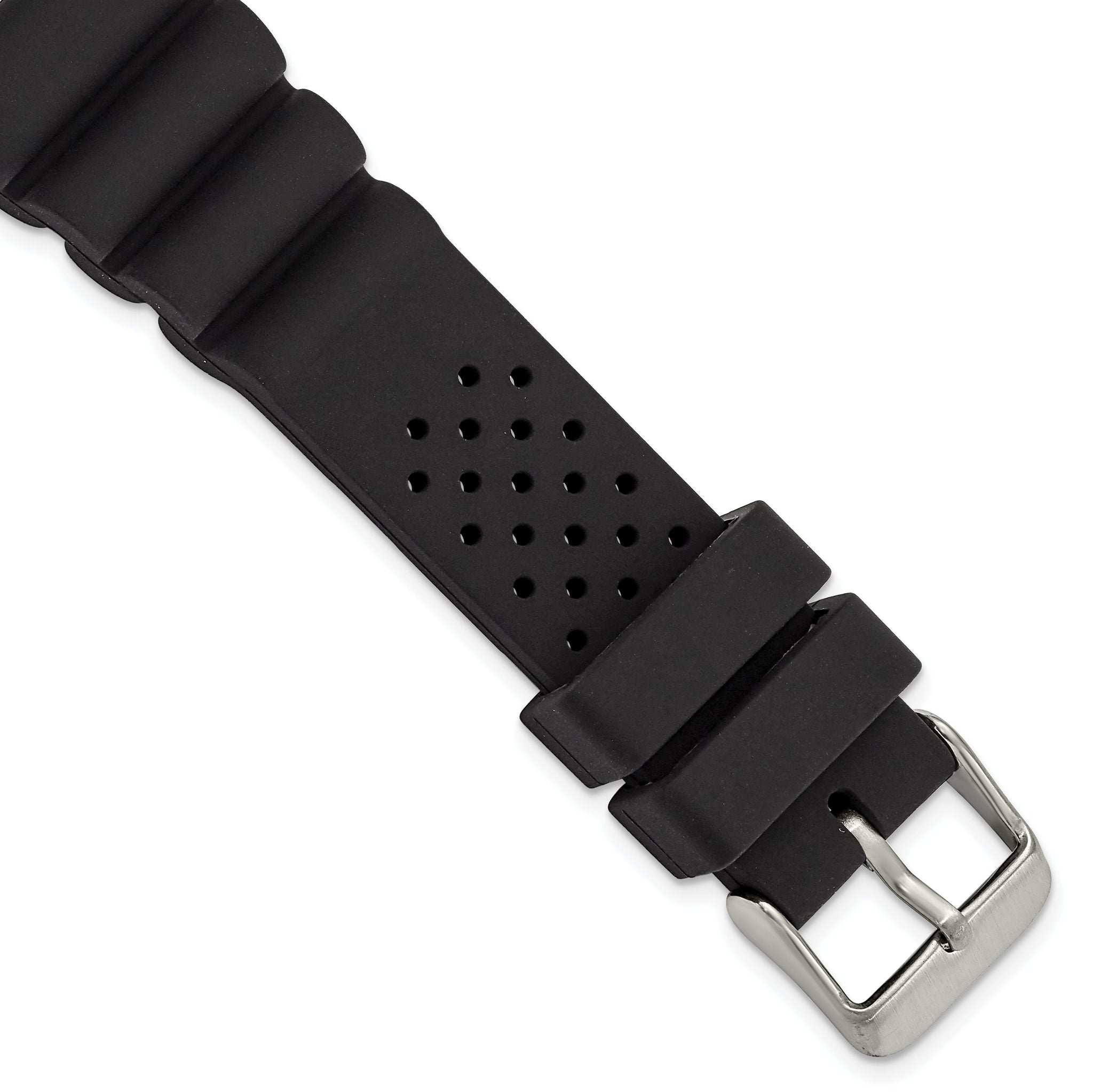 18mm Black Casio-Style Silicone Rubber with Brushed Stainless Steel Buckle 8.5 inch Watch Band Main image