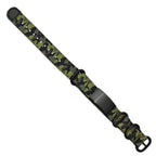 Stainless Steel Brushed Blk IP Green Camo Fabric Adjustable ID Bracelet for Men