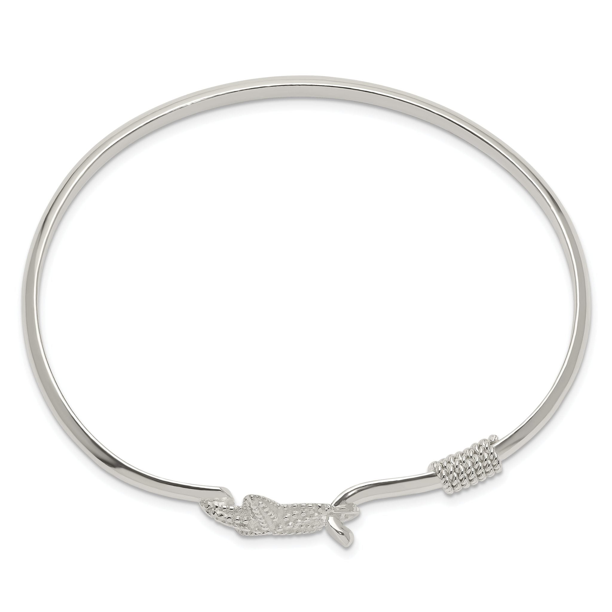 Sterling Silver 925 Starfish Bangle with Polished and Textured Finish Secondary image
