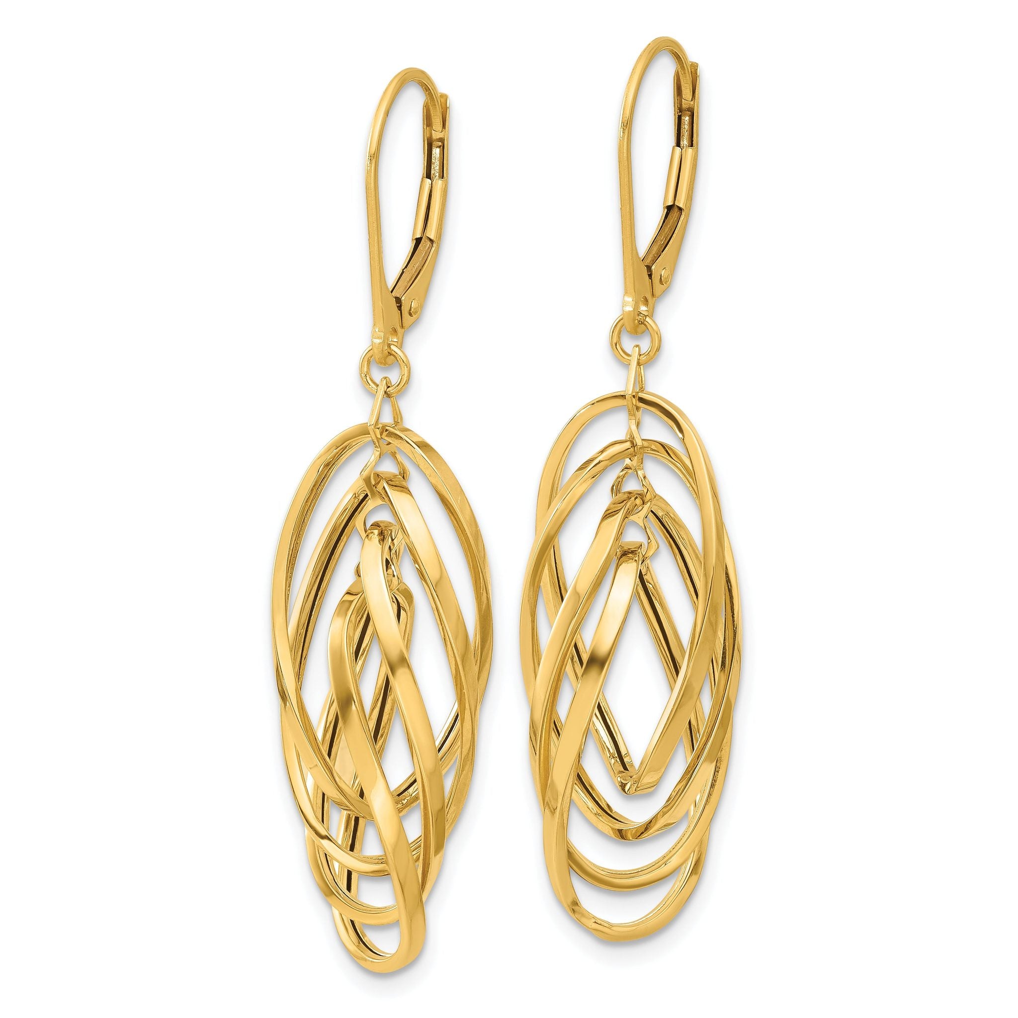 14k Polished Oval Twisted Dangle Leverback Earrings Secondary image