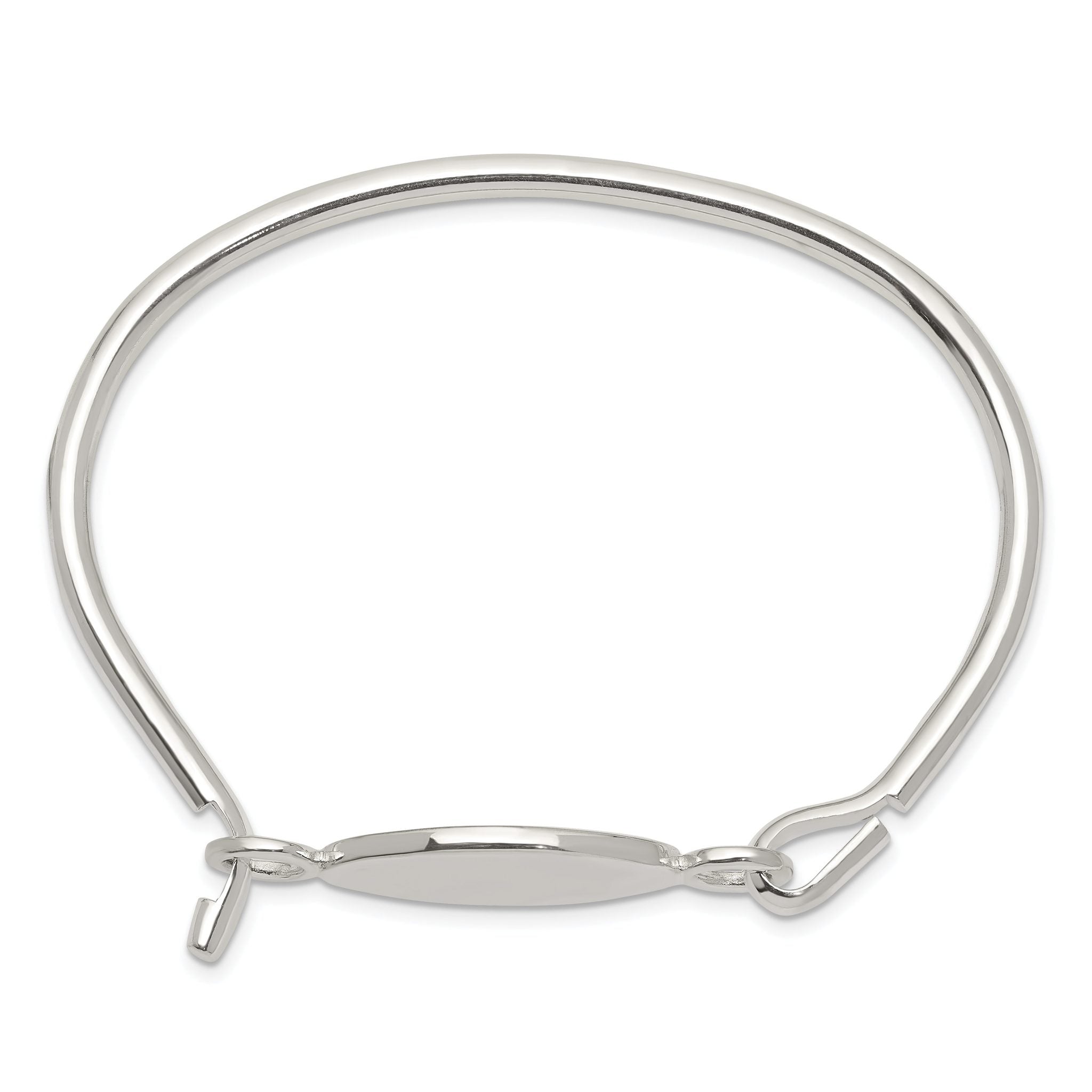 Sterling Silver 925 Bangle Bracelet with Engravable ID Plate Secondary image