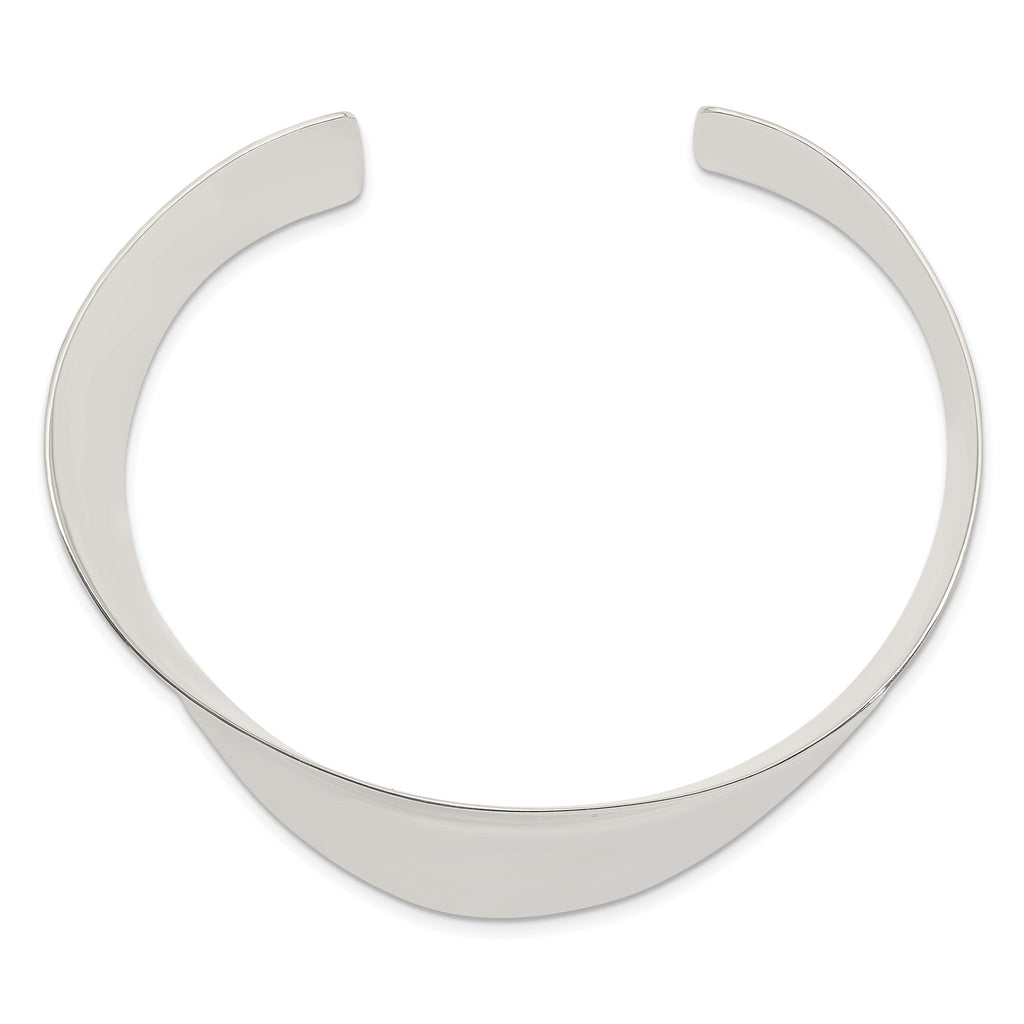 Sterling Silver 925 Wave Cuff Bangle with Polished Finish Engravable Women's Jewelry