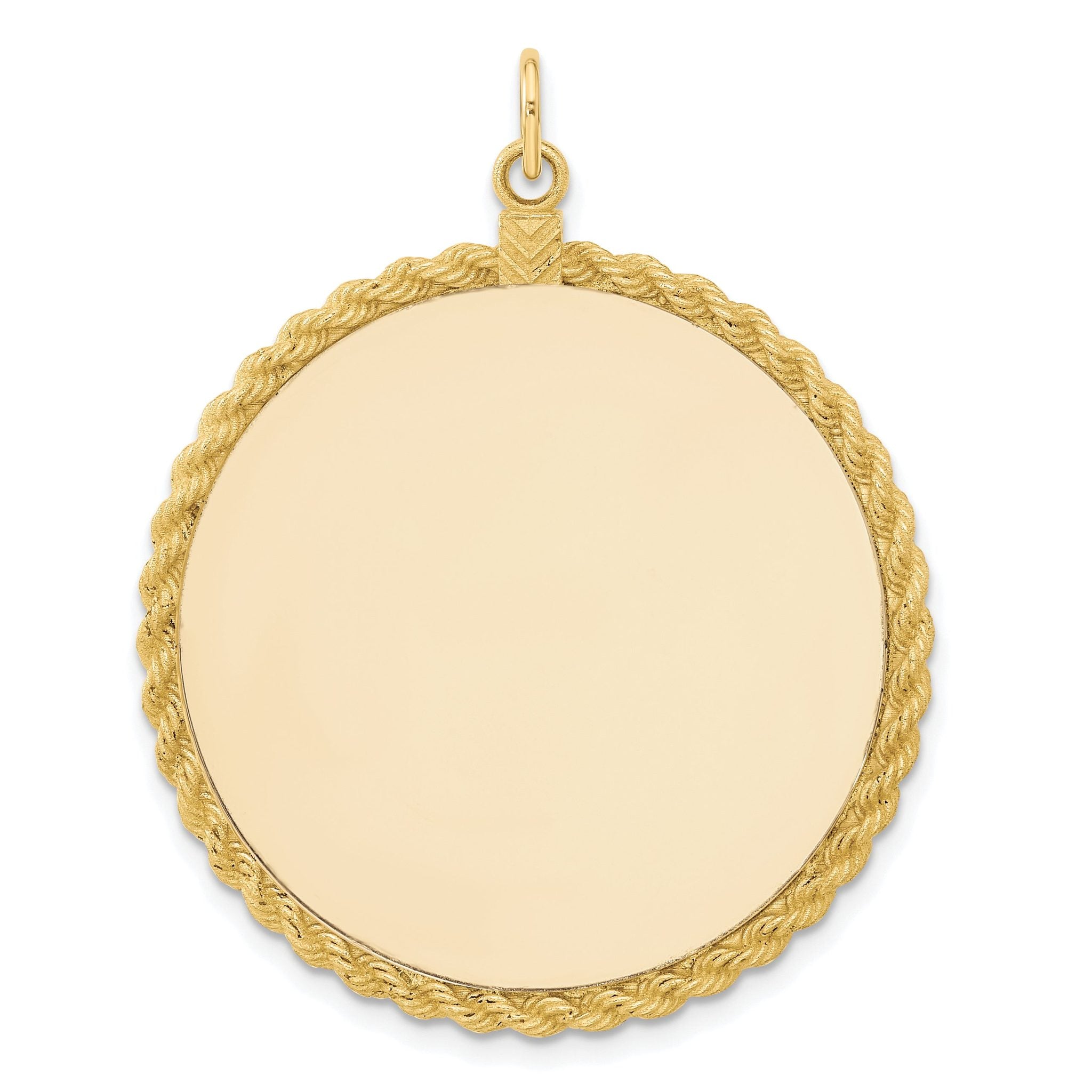 14k Plain .013 Gauge Circular Engravable Disc with Rope Charm Main image
