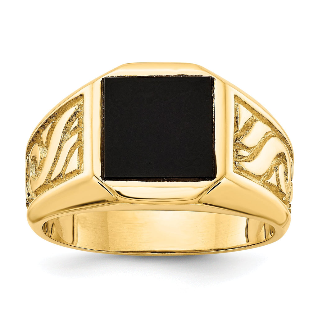 14k yellow men's onyx ring Mounting (No Stone Included)